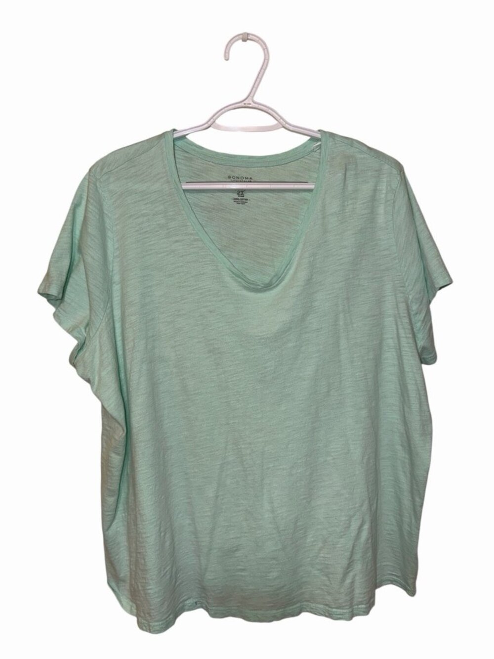 Sonoma V Neck Mint Green  2X Short Sleeve T Shirt Cotton Everyday Tee